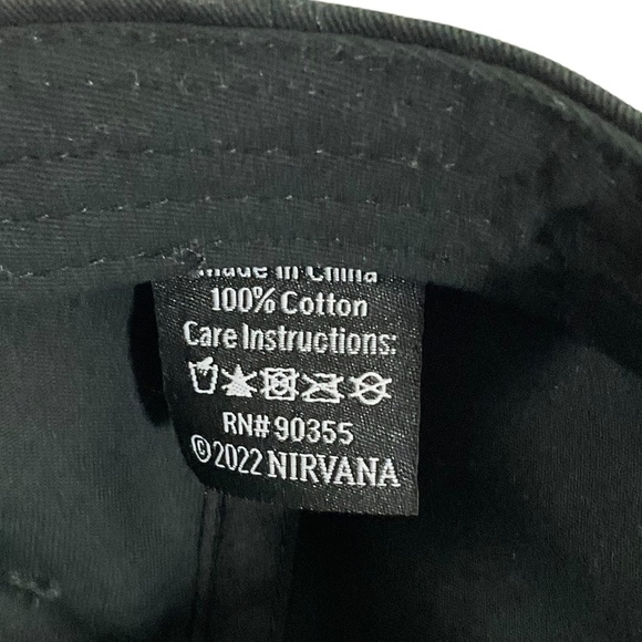 Nirvana Black Baseball Hat Embroidered Yellow Smile Face Logo Adjustable Cap - Picture 7 of 11